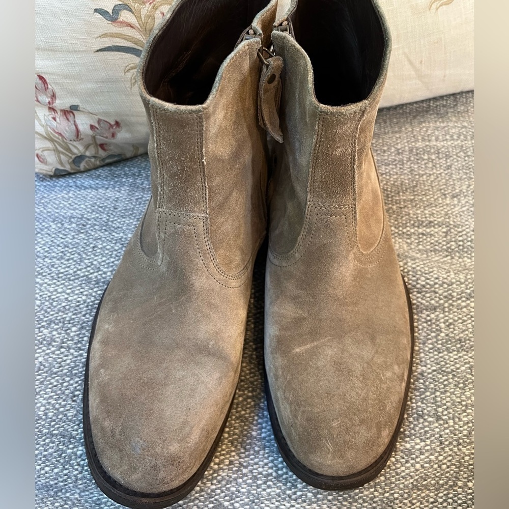 NDC Ankle Boots Booties Womens Tan Suede Side Leather Zip Tassel Handmade 37.5